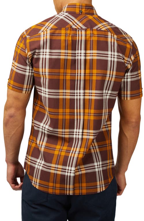 Shop Ben Sherman Regular Fit Plaid Short Sleeve Button-down Shirt In Wine