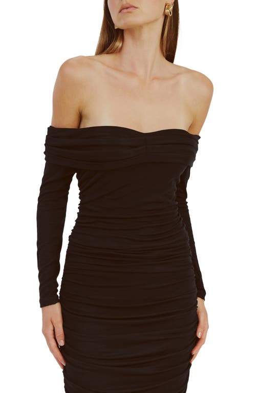 Bardot Arkie Off The Shoulder Knit Midi Dress In Black
