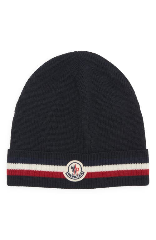 MONCLER MONCLER TRICOLOR STRIPE RIBBED WOOL BEANIE