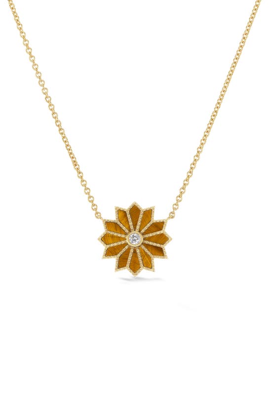 Shop Orly Marcel Mini Sacred Flower Pendant Necklace In Brown