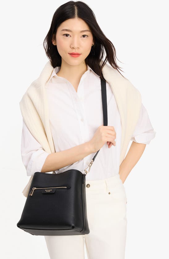 Kate Spade Hudson Pebble Leather Shoulder Bag In Black