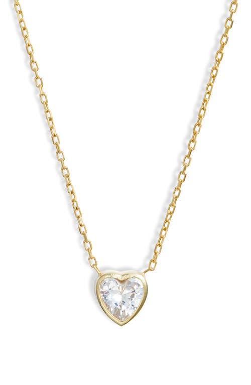 SHYMI Mini Heart Bezel Pendant Necklace in Gold/White/heart at Nordstrom, Size 16