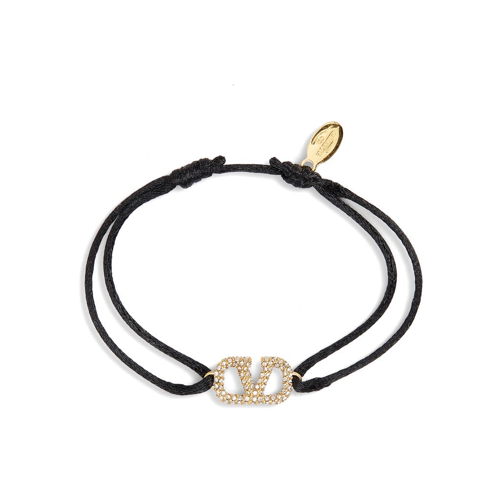 Valentino Garavani Vlogo Signature Cord Bracelet With Crystals Women In Nero/crystal Silver Shade
