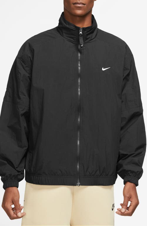 Nike Men's Sportswear Solo Swoosh Nylon Track Jacket in Black/White