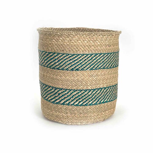 Shop Mbare Turquoise Stripe Iringa Basket