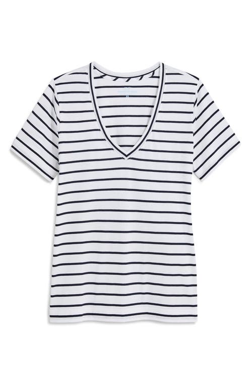 Vineyard Vines Clean Jersey V-neck T-shirt In B.stripe- White/navy