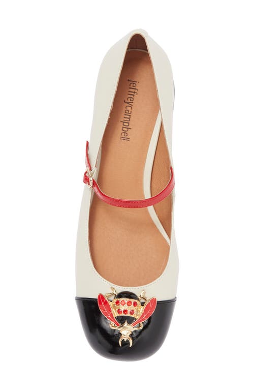 Shop Jeffrey Campbell Jitterbug Cap Toe Mary Jane Pump In Ivory Black Pat Red Cb