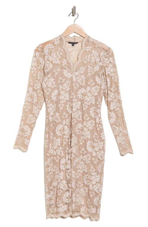 Marina Scallop Lace Long Sleeve Sheath Dress In Champagne | ModeSens Marina Scallop Lace Long Sleeve Sheath Dress In Champagne | ModeSens