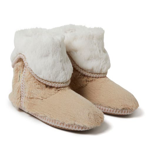Shop Dearfoams Beth Faux Fur Fold Down Fuzzy Bootie Slipper In Latte
