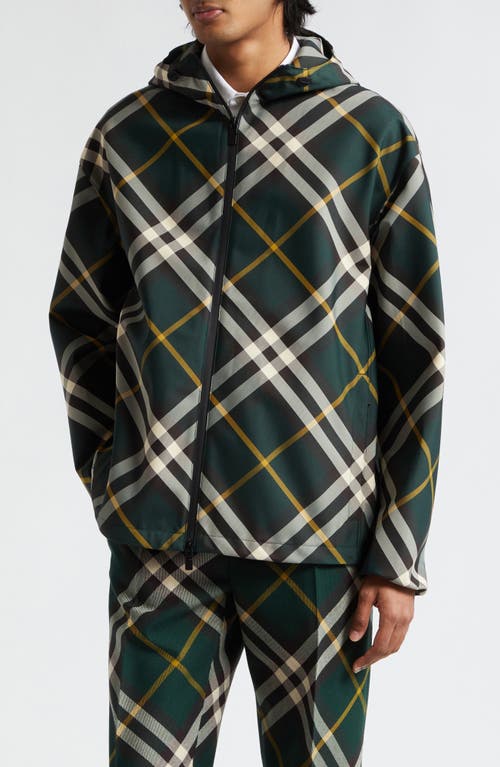 burberry Relaxed Fit Check Hooded EKD Patch Jacket Ivy Ip at Nordstrom,