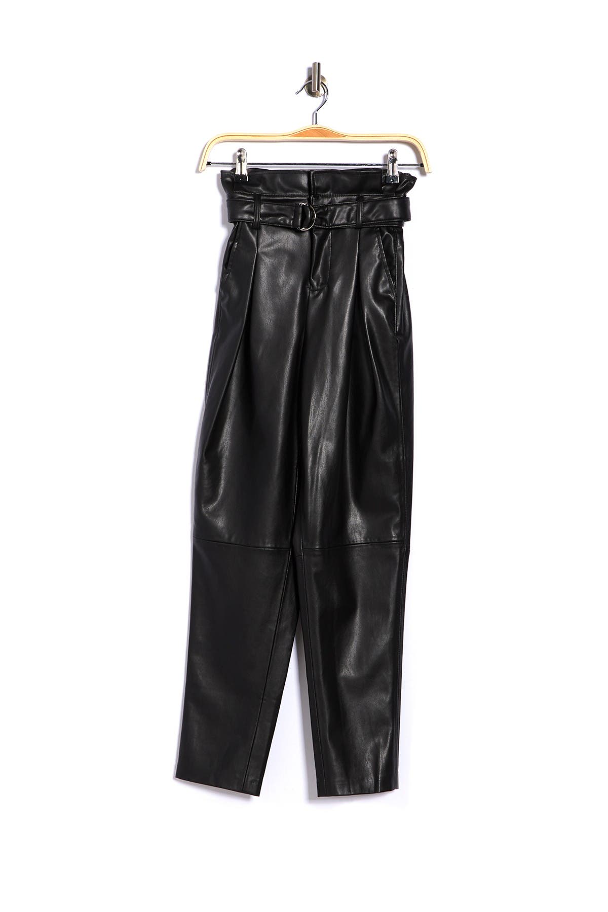 Blanknyc Denim Belted Paperbag Waist Vegan Pants, Size 30 - Dark Secrets Black at Nordstrom Rack