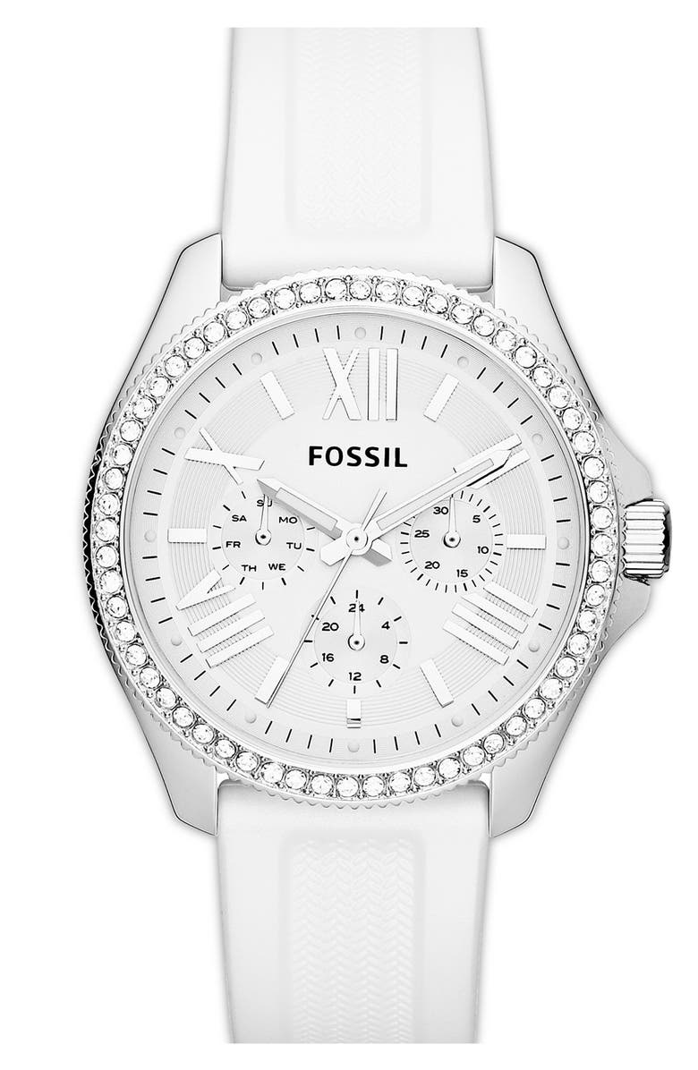 Fossil 'Retro Traveler' Multifunction Silicone Strap Watch, 40mm ...