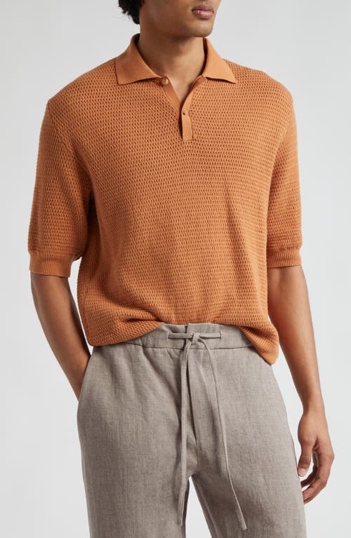 Honeycomb Knit Polo in Sienna