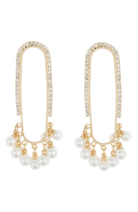 Crystal & Imitation Pearl Statement Earrings