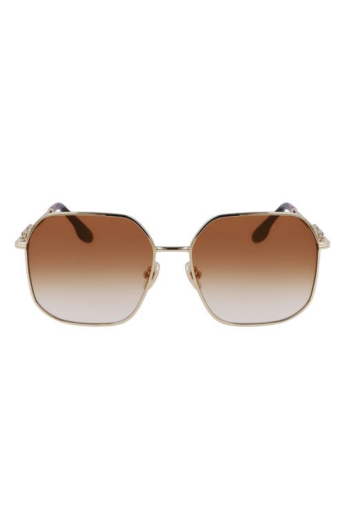 Shop Victoria Beckham 58mm Square Sunglasses In Gold/honey