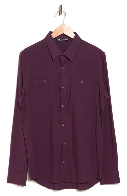 Travismathew Cloud Flannel Button-up Shirt In Blue Nights/mauve Wine