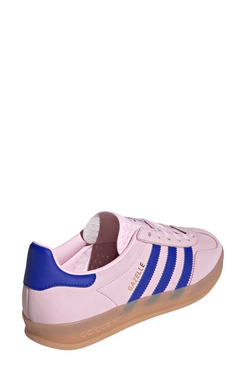 Shop Adidas Originals Adidas Gazelle Indoor Sneaker In Clear Pink/lucid Blue/gum 3