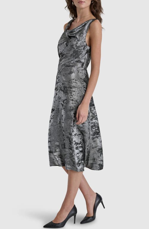 Shop Dkny Jacquard Sleeveless Dress In Silver