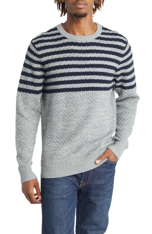 Cotton Piqué Sweater in Grey/Navy