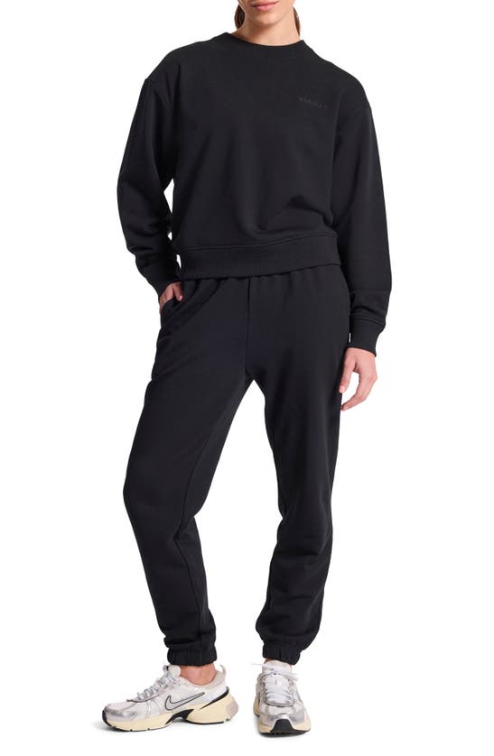 Shop Bandier Embroidered Logo Terry Joggers In Black