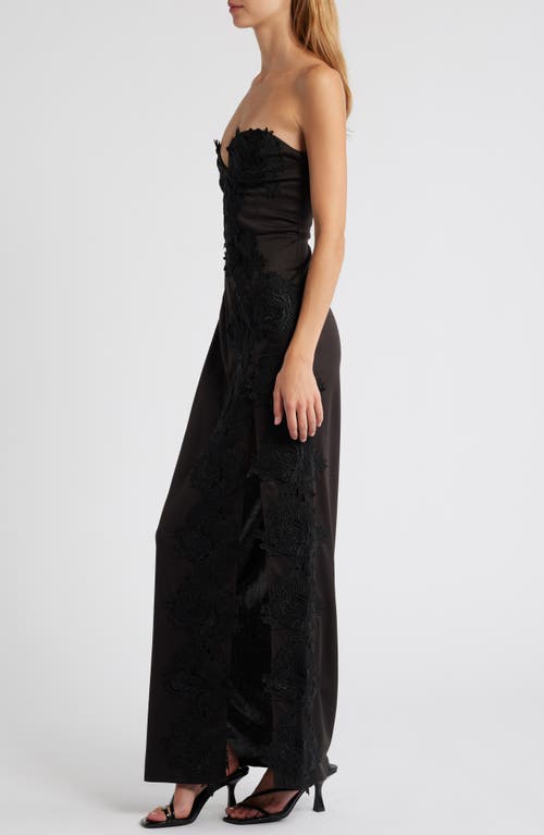 Shop Lulus Elegant Mood Strapless Column Gown In Black