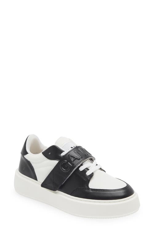 Ganni Mixed Media Low Top Sneaker Black/White Vintage at Nordstrom,