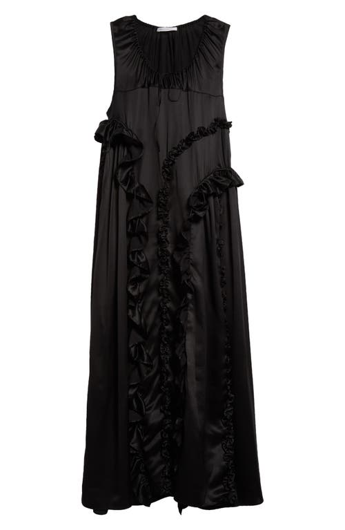 Shop Cecilie Bahnsen Opal Ruffle Silk Satin Dress In Black