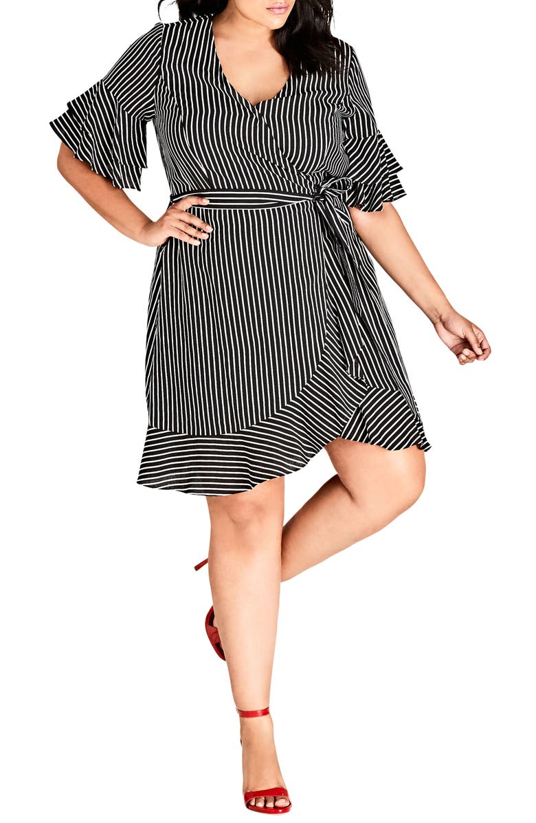 City Chic Chenelle Stripe Wrap Dress (Plus Size) | Nordstrom