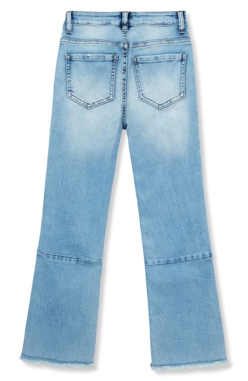 Truce Kids' Ripped Step Hem Flare Jeans In Light Stone