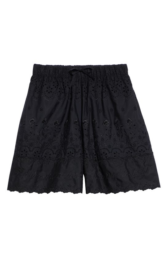 Shop Simone Rocha To Have & To Hold Broderie Anglaise Cotton Shorts In Black/ Black