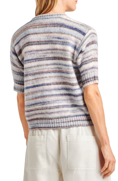 Shop Splendid Sedona Stripe Short Sleeve Cardigan In Periwinkle Multi