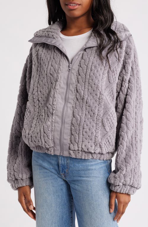 Thread & Supply Cable Stitch Fleece Jacket In Lilac Grey