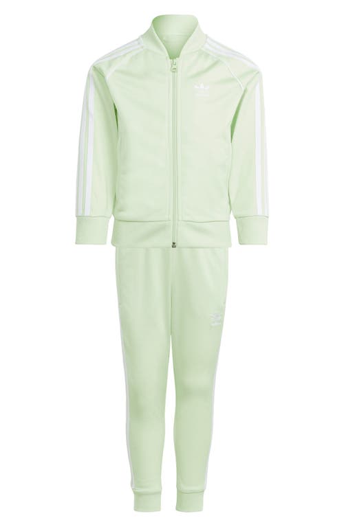 adidas Kids' Adicolor Superstar Recycled Polyester Track Jacket & Pants Set in Semi Green Spark 