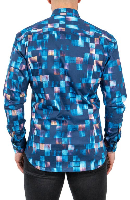 Maceoo Fibonacci Sensored Contemporary Fit Button-up Shirt In Blue