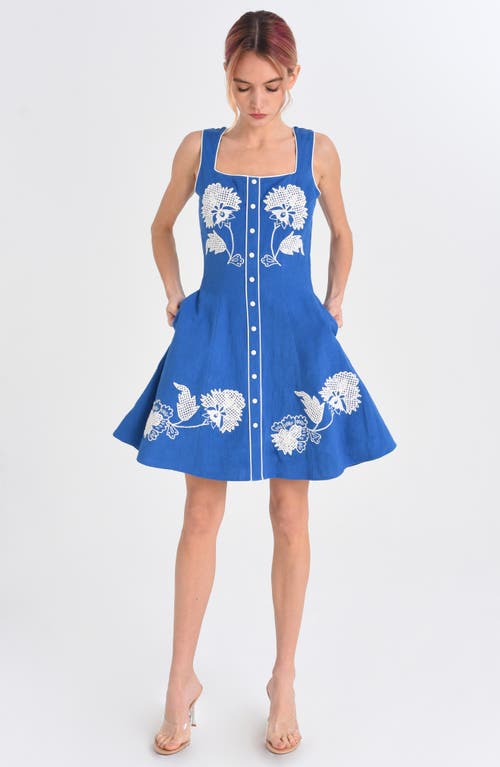CIEBON CIEBON ELANA EMBROIDERED SNAP FRONT FIT & FLARE MINIDRESS