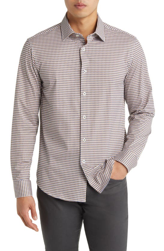 BUGATCHI JAMES OOOHCOTTON® HOUNDSTOOTH BUTTON-UP SHIRT