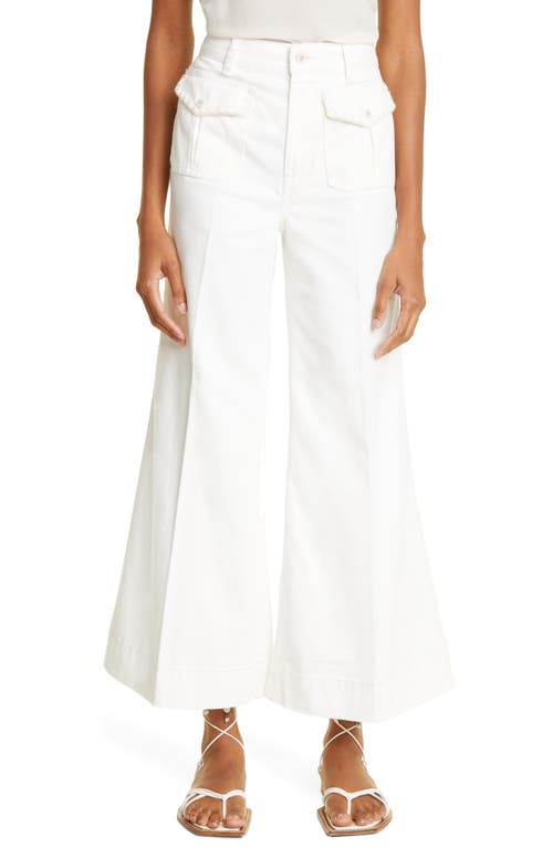 image Zimmermann Flare Leg Cotton Twill Crop Pants In Vintage White At Nordstrom, Size 26