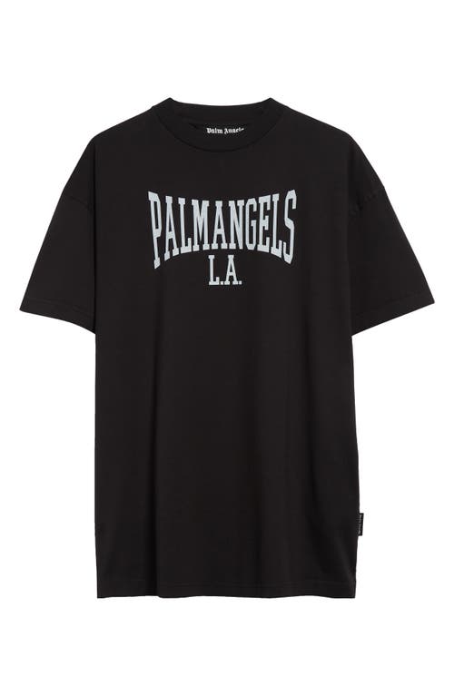 Shop Palm Angels College Cotton Logo Graphic T-shirt In Black Off White