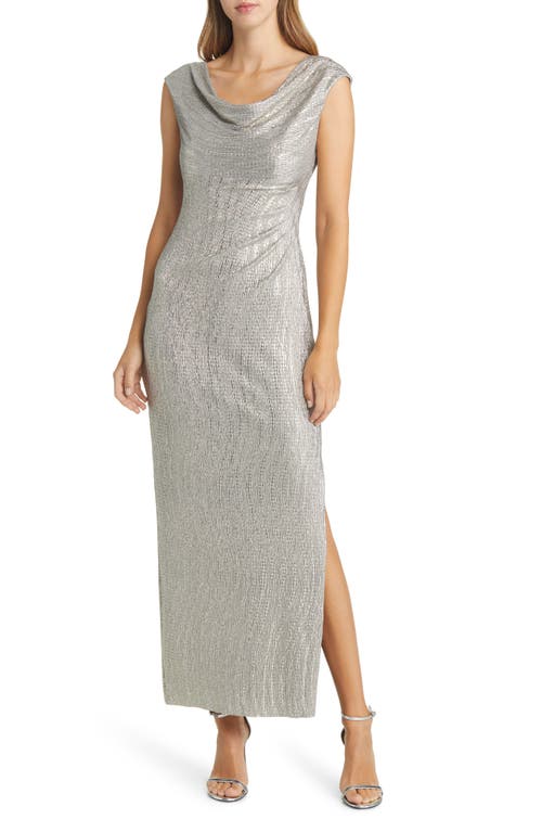 Cowl Neck Evening Dress in Stone