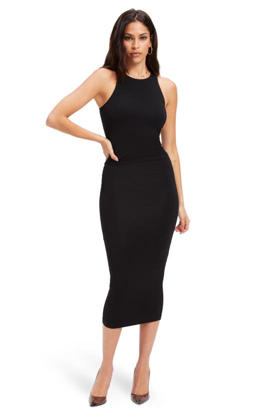 GOOD AMERICAN GOOD TOUCH CUTAWAY BODY-CON MIDI DRESS
