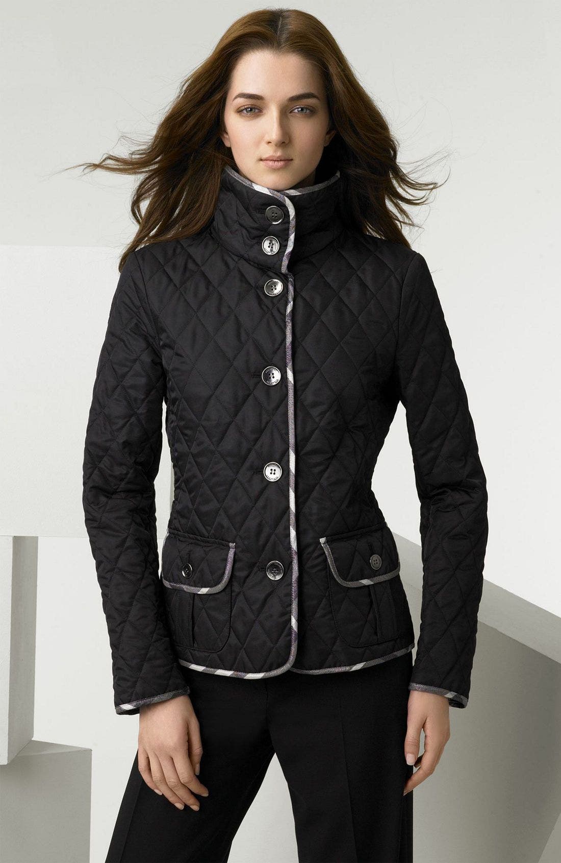 Burberry Quilted Jacket with Metallic Check Piping Nordstrom