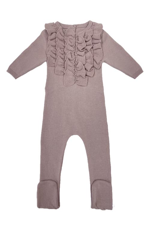 Maniere Manière Ruffle Footie In Pale Mauve