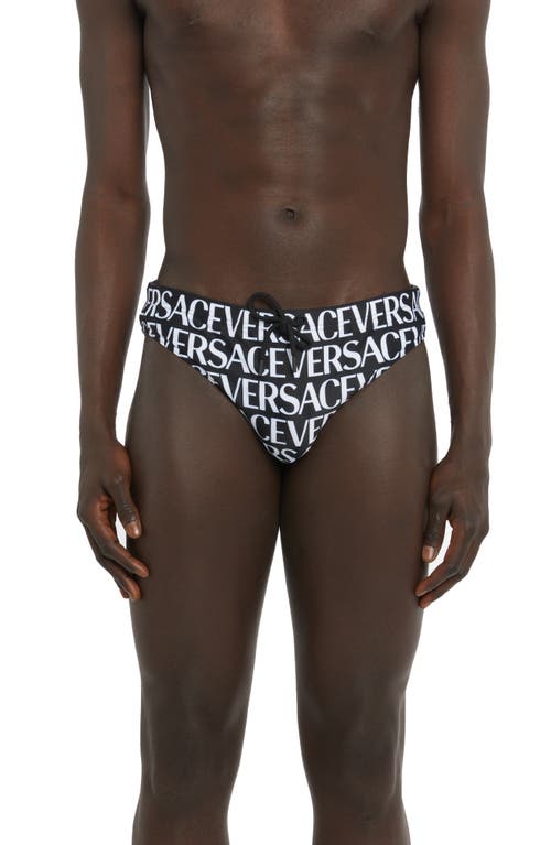 Versace Logo Swim Briefs 5B040-Black White at Nordstrom,