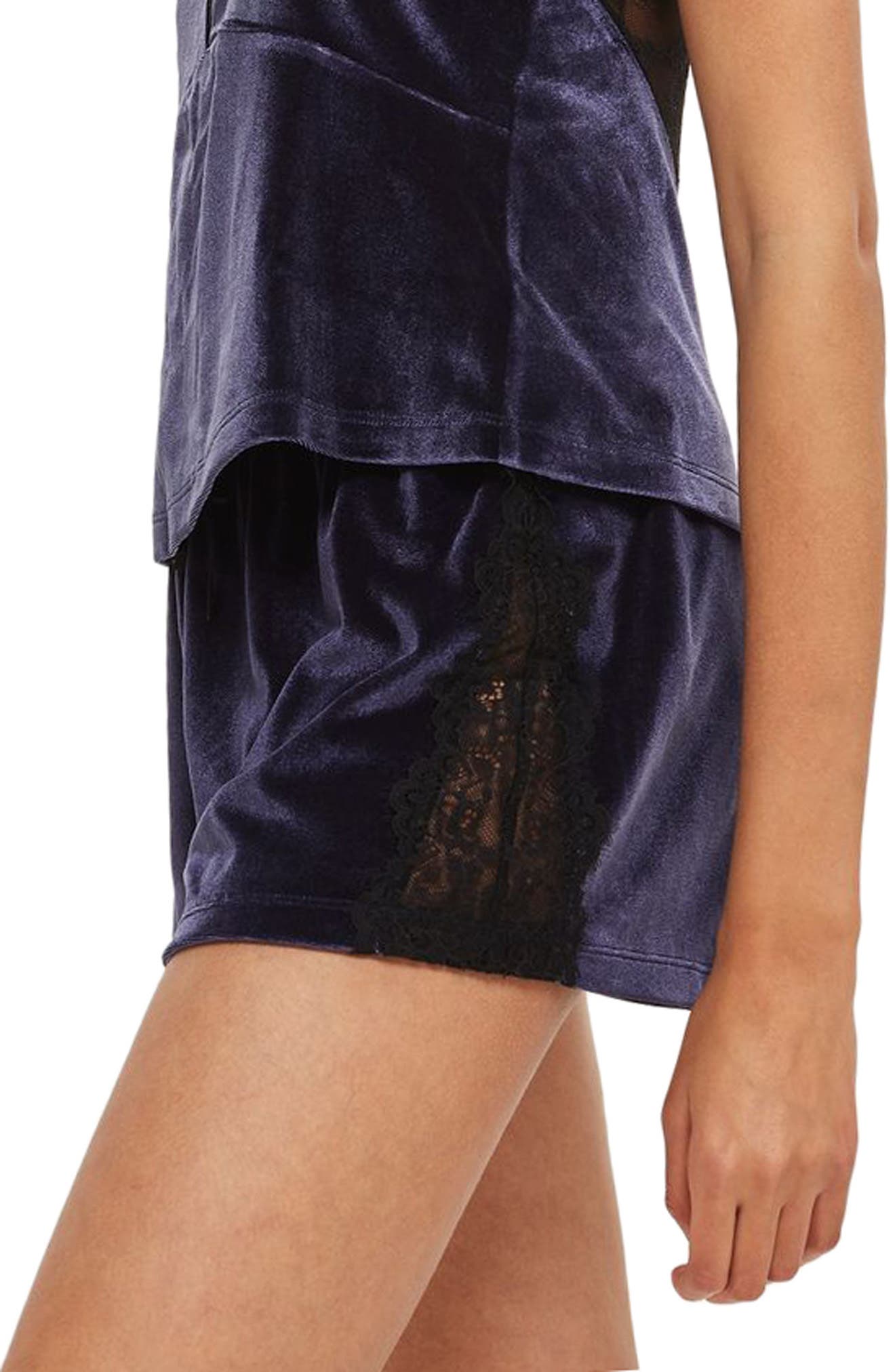 Nocturne Lace and Velvet Pajama Shorts Nordstrom