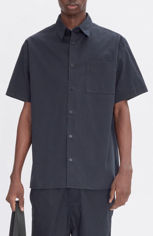 Shop Apc A.p.c. Raph Short Sleeve Button-up Shirt In Dark Navy