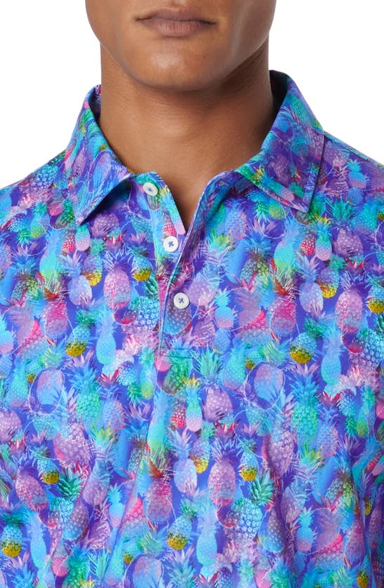 Shop Bugatchi Victor Ooohcotton® Pineapple Print Polo In Classic Blue