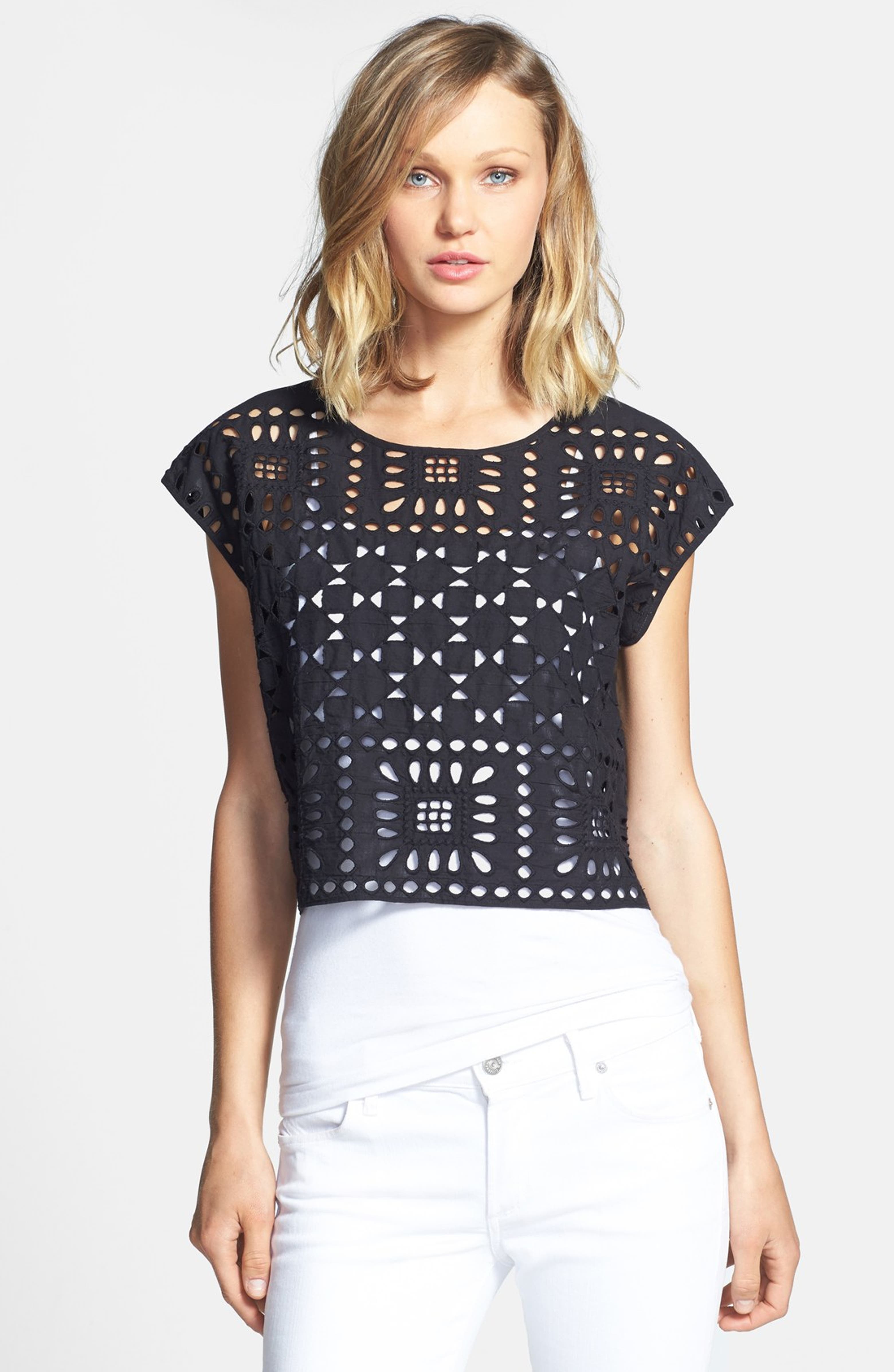 Two by Vince Camuto Eyelet Crop Top | Nordstrom