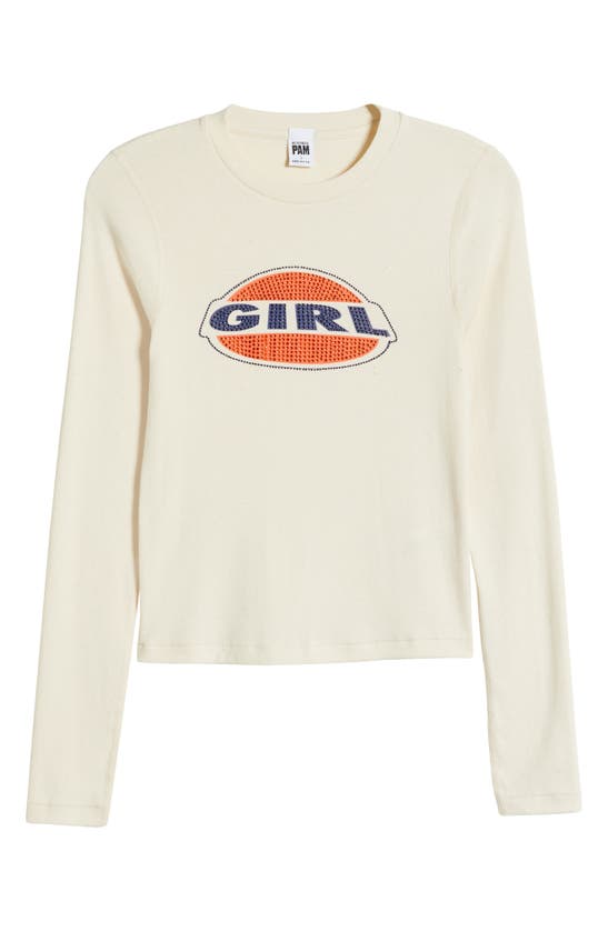 Shop Re/done '90s Girl Embellished Long Sleeve T-shirt In Naked