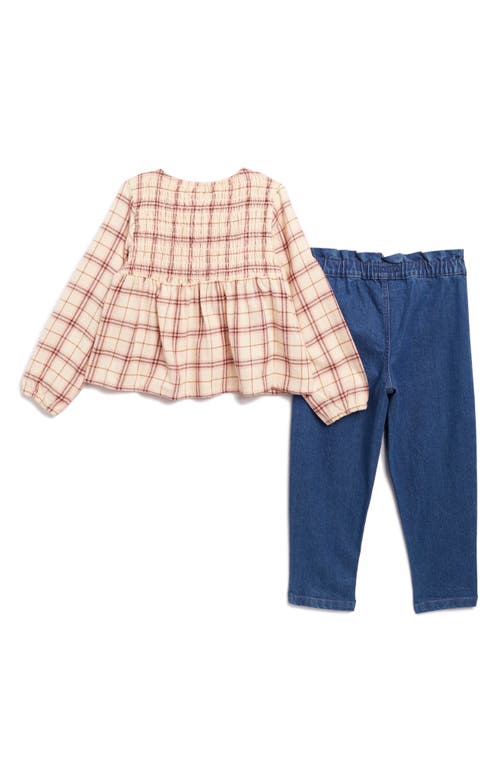 Shop Bcbg Kids' Smocked Top & Jeans Set In Camel Multi