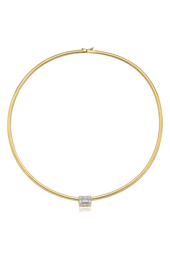 Shop Mindi Mond Clarity Omega Cube Diamond Pendant Choker Necklace In 18k Yellow Gold